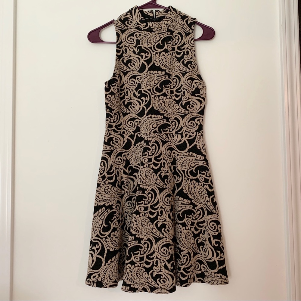 Beige and Black Detail Dress